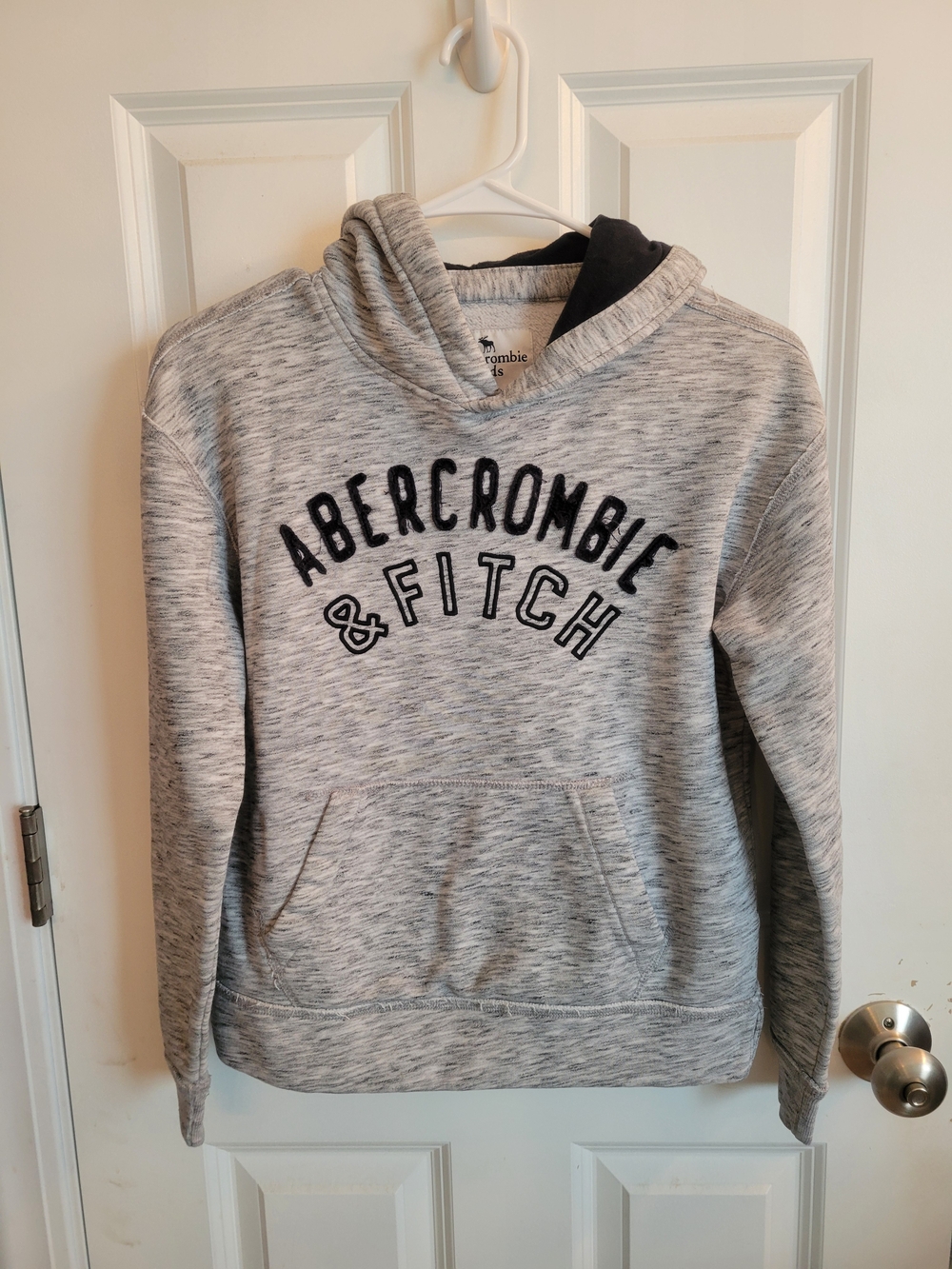 Kids Abercrombie & Fitch Heather Gray Logo Pullover Hoodie